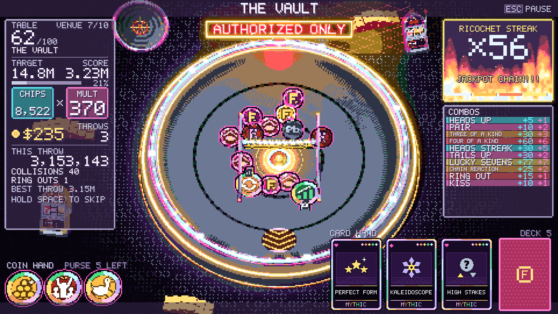 Mythic coins and a 3 million point throw in The Vault