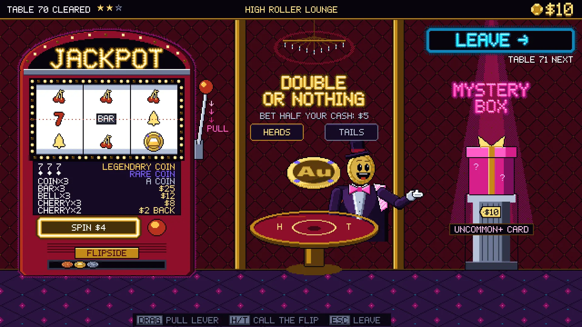 The High Roller Lounge: the slot machine, Double or Nothing and the Mystery Box
