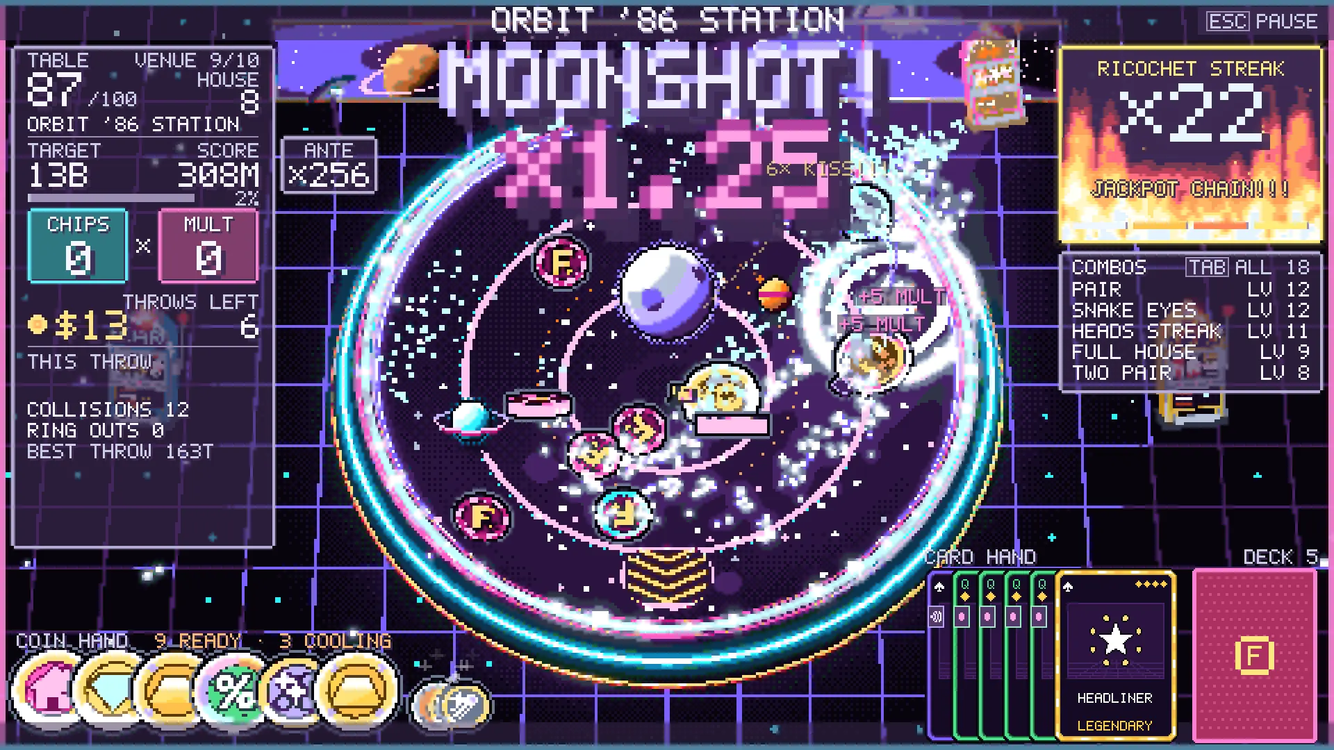 Orbit '86 Station at table 87: MOONSHOT x1.25 beside the floating moon