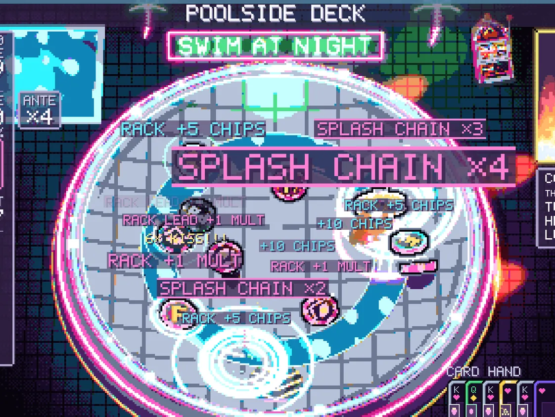 The Poolside Deck bowl with a ring of water and a SPLASH CHAIN mid-throw